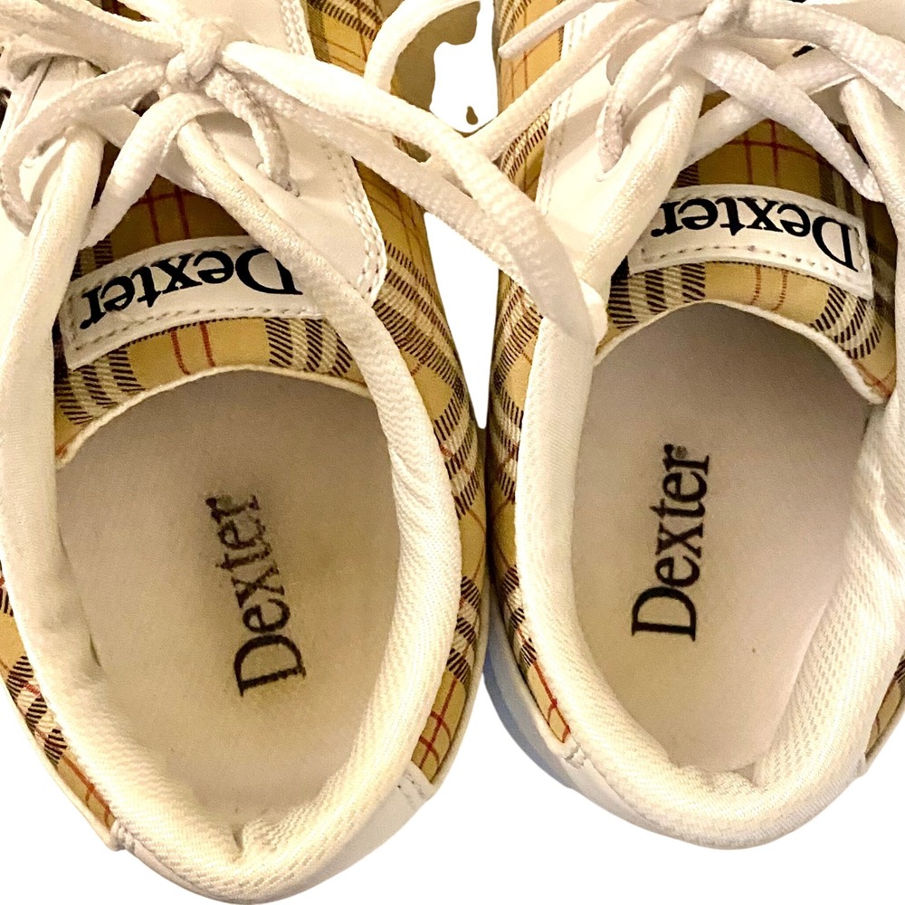Dexter Famous Plaid Bowling Shoes Womens 10 Mens 8 Slide Rite Tan White w/ Box - Picture 10 of 16